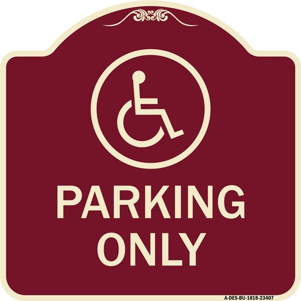 Parking With New Access Symbol Heavy-Gauge Aluminum Architectural Sign, 18" x 18", BU-1818-23407